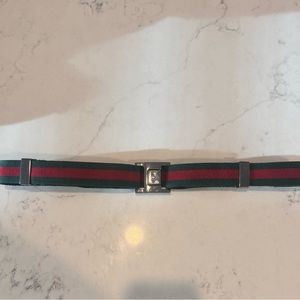 Gucci interlocking ruthenium square green and red belt